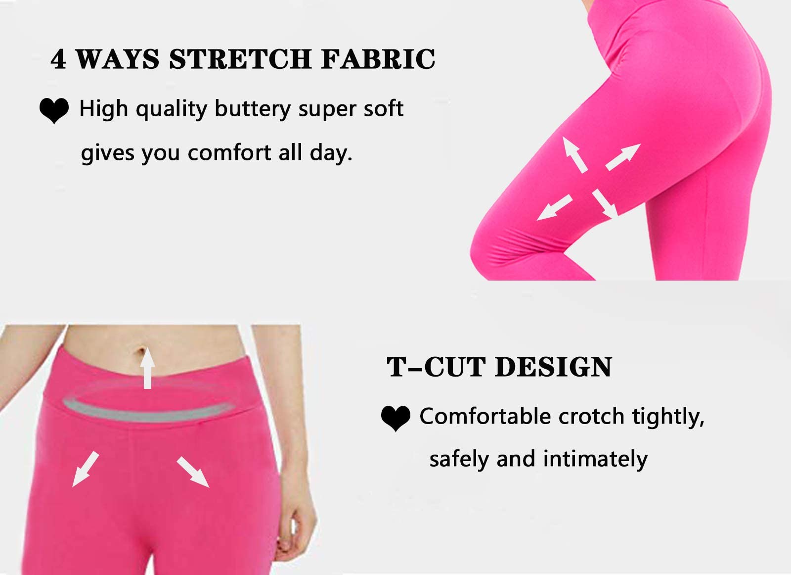 Baihetu Buttery Soft Leggings for Women-Regular and Plus Size Leggings with Inner Pockets -Yoga Pants Pink Large