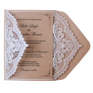 Laser Cut Wedding Invitations Sample by Picky Bride Invitation Cards Templates 126 x 185mm Customized Invite Cards with RSVP Cards