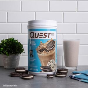 Quest Nutrition Cookies & Cream Protein Powder; 20g Protein; 1g Sugar; Low Carb; Gluten Free; 1.6 Pound; 22 Servings