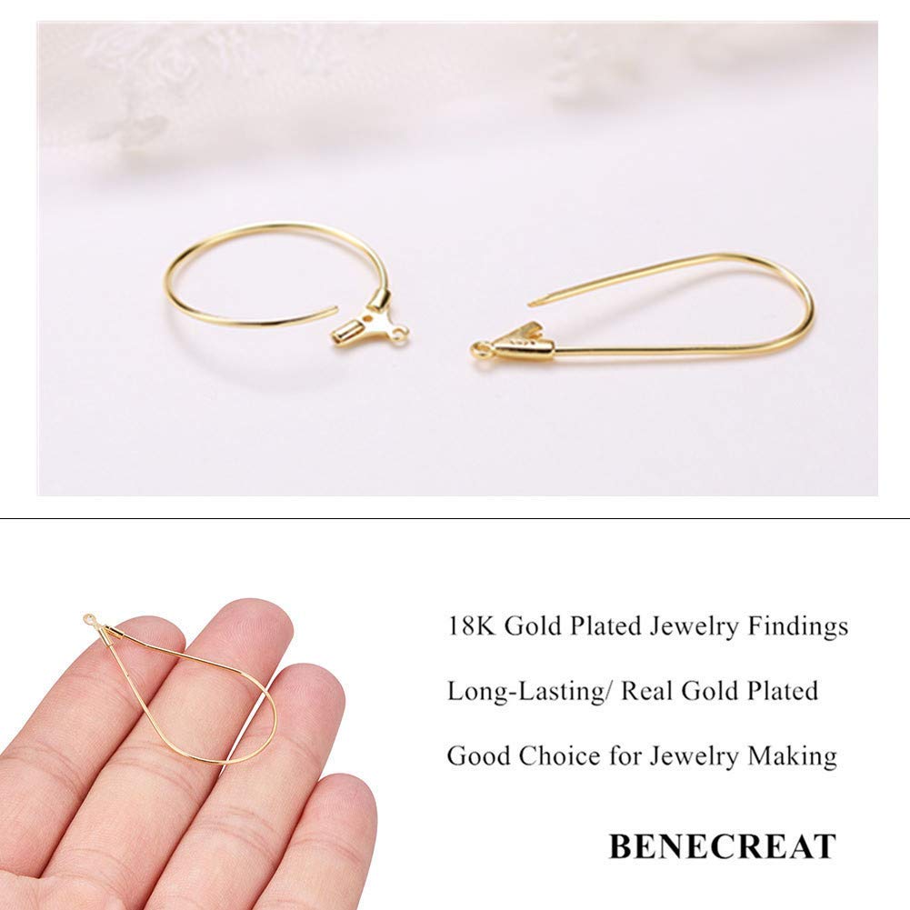 BENECREAT 30 PCS 18K Gold Plated Teardrop Shape Beading Hoop Earrings for Valentine's Day, Anniversaries Gifts and Favors