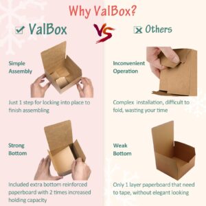 ValBox 4x4x4 Brown Gift Boxes 50PCS Kraft Paper Boxes with Lids for Gifts, Crafting, Cube, Cupcake Boxes, Easy Assemble Boxes for Party Favor