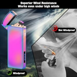 LcFun Electric Lighter Plasma Dual Arc Lighter, Windproof USB Rechargeable Lighter, Flameless Cool Lighters with LED Battery Indication for Candles, Incense Stick, Outdoor Camping (Magic)