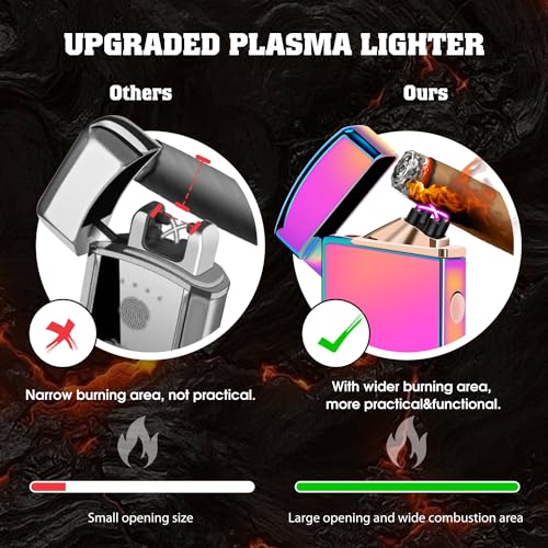 LcFun Electric Lighter Plasma Dual Arc Lighter, Windproof USB Rechargeable Lighter, Flameless Cool Lighters with LED Battery Indication for Candles, Incense Stick, Outdoor Camping (Magic)