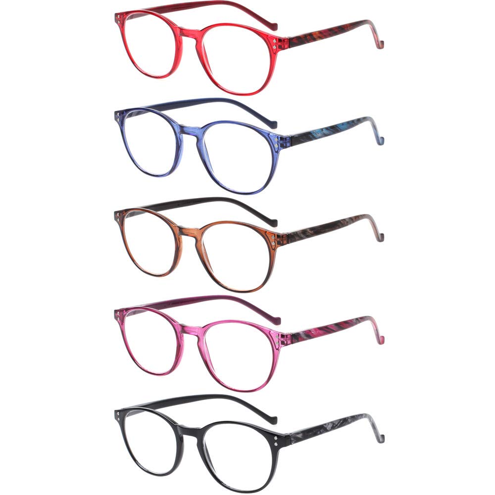 NORPERWIS 5 Pairs Reading Glasses - Standard Fit Spring Hinge Readers Glasses for Men and Women (Black Purple Red Blue Brown, 3.00)