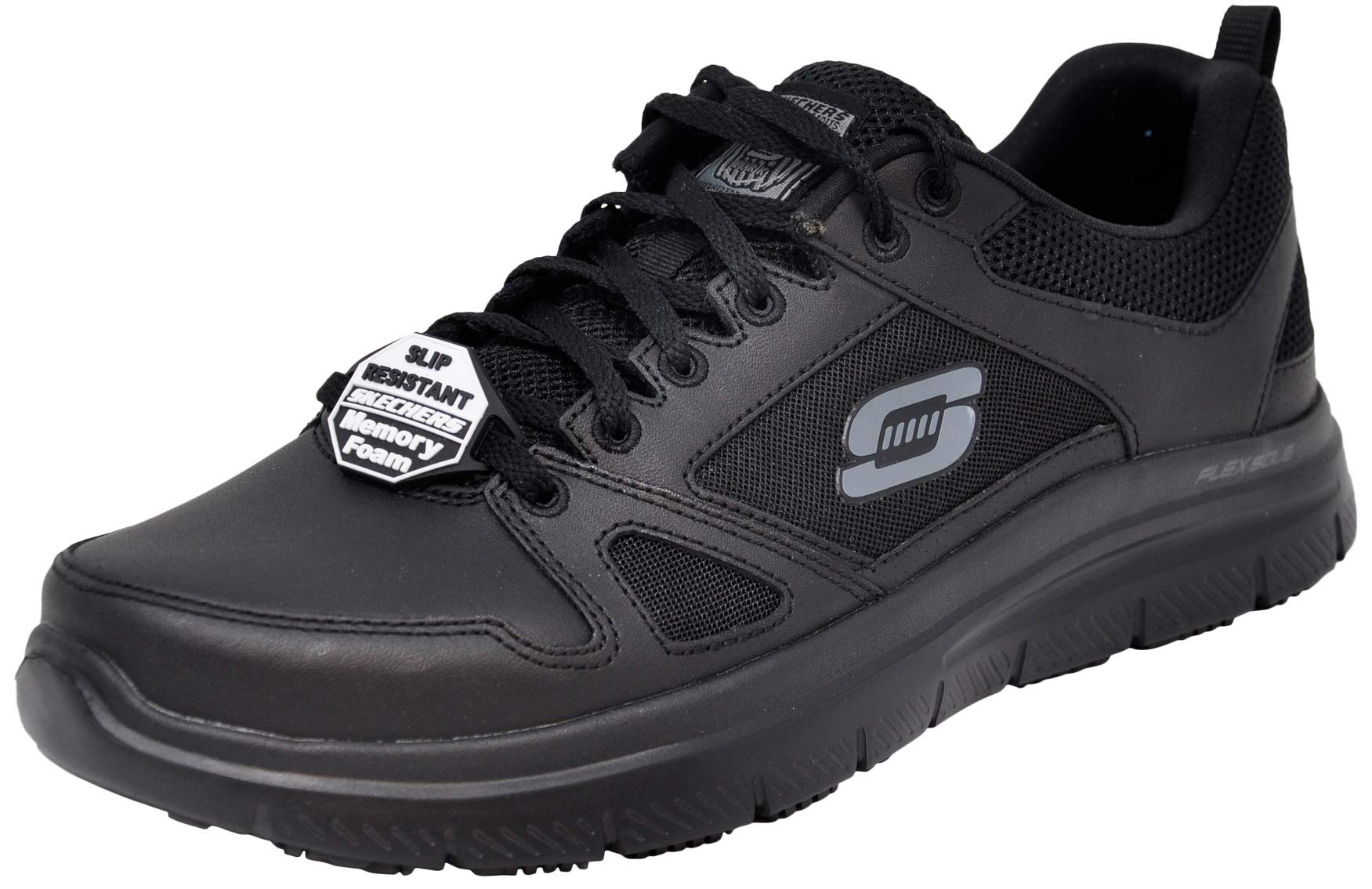 Skechers Men's Flex Advantage SR Black/Black Work Shoe 12 W US