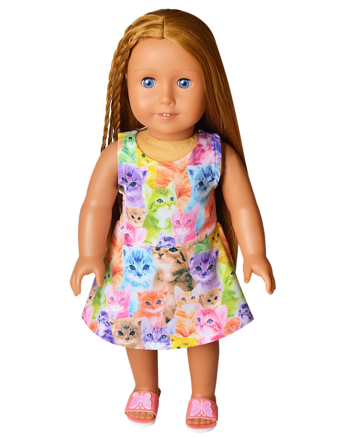 Matching Doll & Girls Dresses Kid Toddler Cat Cloth Fit American Girl Doll