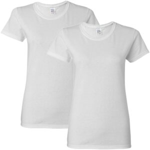 gildan women's heavy cotton t-shirt, style g5000l, 2-pack, white, x-large