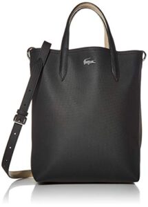 lacoste anna vertical shopping tote bag, black warm sand