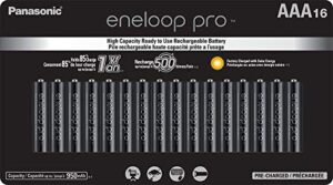 eneloop panasonic bk-4hcca16fa pro aaa high capacity ni-mh pre-charged rechargeable batteries, 16-battery pack