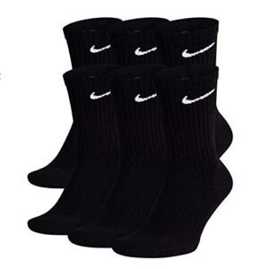 nike everyday performance training socks (6-pair) (l (men's 8-12 / women's 10-13), crew black)