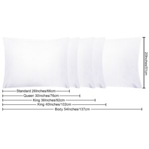 NTBAY Body Pillowcase - Brushed Microfiber 20x54 Pillowcase - Soft, Wrinkle-Free, Fade-Resistant, Stain-Resistant, White Body Pillow Cover with Envelope Closure - 20x54 Inches, White