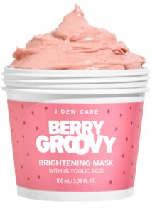 i dew care wash-off face mask - berry groovy | illuminate with glycolic acid and raspberry, for dry skin, 3.38 oz