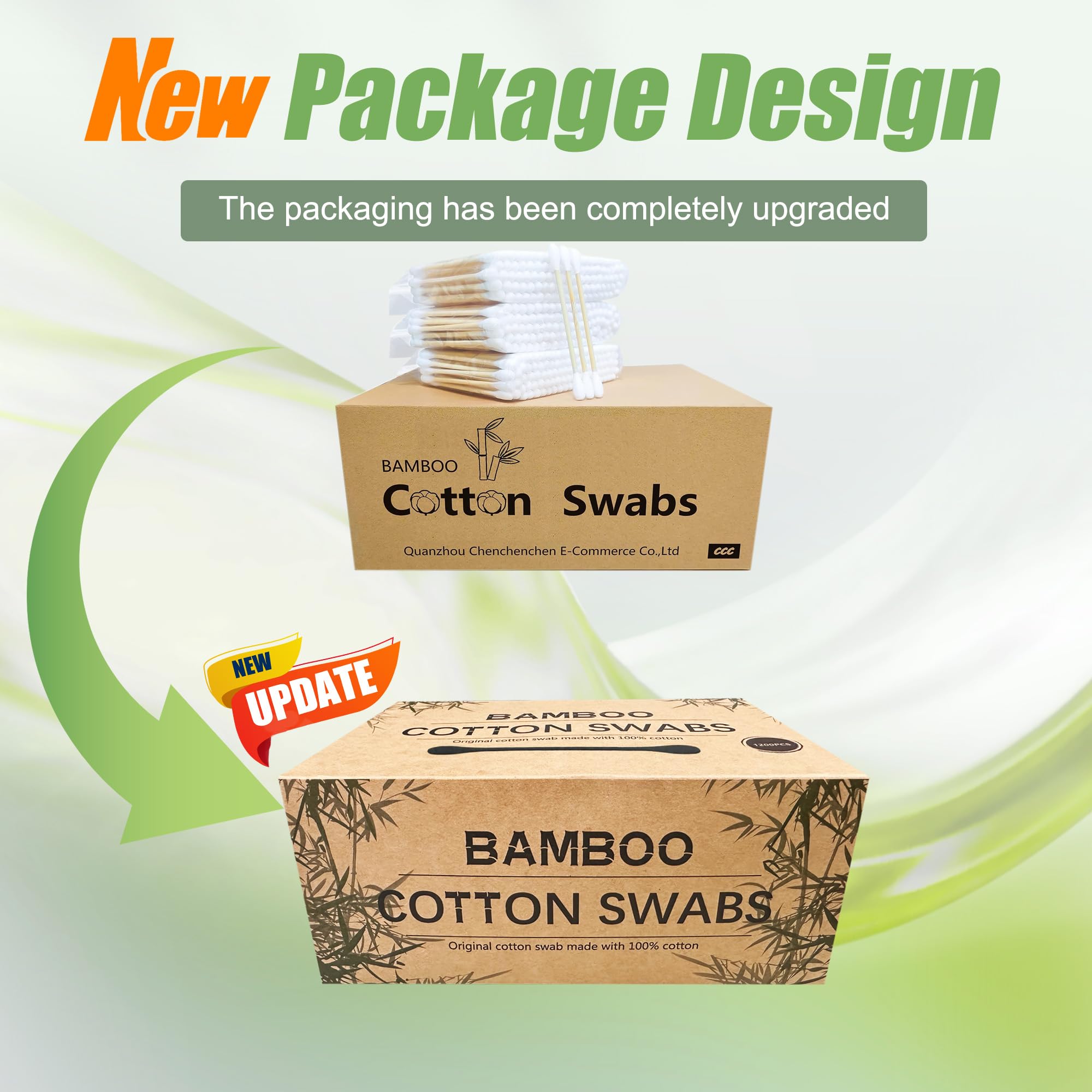 Bamboo Cotton Swabs, Wooden Cotton Swabs 1200pcs