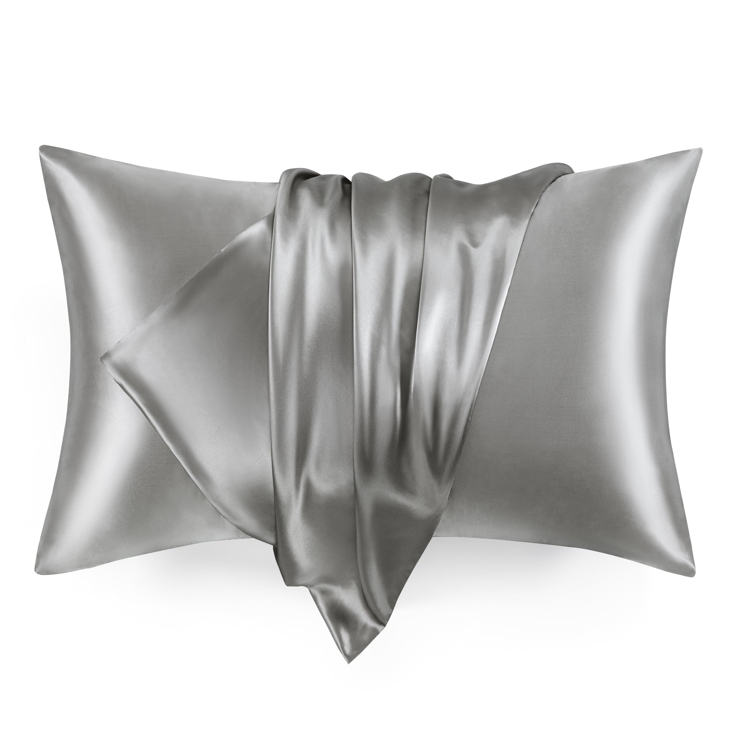 Love's cabin Silk Satin Pillowcase for Hair and Skin (Dark Gray, 20x40 inches) Slip King size Pillow Cases Set of 2 - Satin Cooling Pillow Covers with Envelope Closure