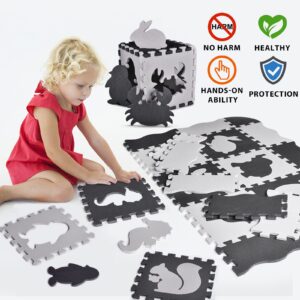 25 PCs Kids Play Mat Interlocking Foam Floor Tiles, Animal Styles Puzzle Mat Soft Non-Toxic Crawling Foam Mat with Fence, Activity Playmat for Toddlers Room Décor