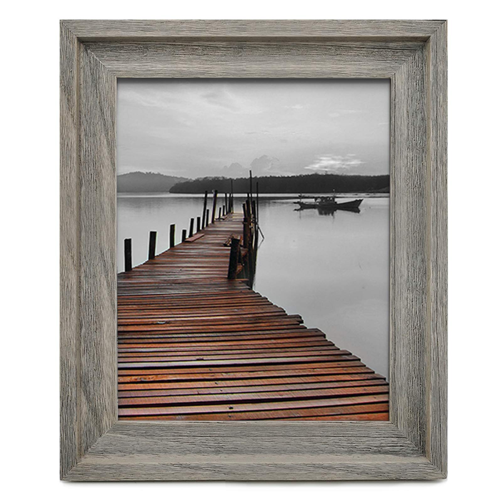 Eosglac Rustic 11x14 Picture Frame, Wooden Photo Frames with Plexiglass Front for Wall Mounting Display, Grey-brown