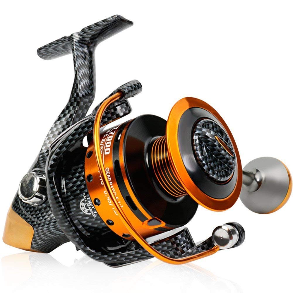 Burning Shark Fishing Reels- 12+1 BB, Light and Smooth Spinning Reels, Powerful Carbon Fiber Drag, Saltwater and Freshwater Fishing-TT1000