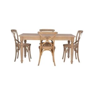 Riverbay Furniture 59" W x 35" D Transitional French Inspired Design Wood Dining Table with Spacious Table Top and Decorative Turned Legs in Light Natural Brown