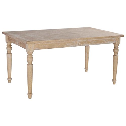 Riverbay Furniture 59" W x 35" D Transitional French Inspired Design Wood Dining Table with Spacious Table Top and Decorative Turned Legs in Light Natural Brown