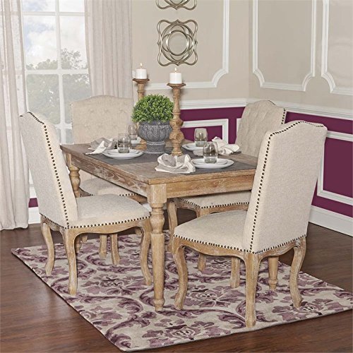 Riverbay Furniture 59" W x 35" D Transitional French Inspired Design Wood Dining Table with Spacious Table Top and Decorative Turned Legs in Light Natural Brown