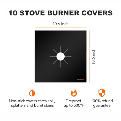 Stove Burner Covers - Gas Stove Protector, Stove top Range Protectors, Set Top Burner Covers Black, Non Stick Reusable, Stove Cover, Easy to Clean, Double Thickness