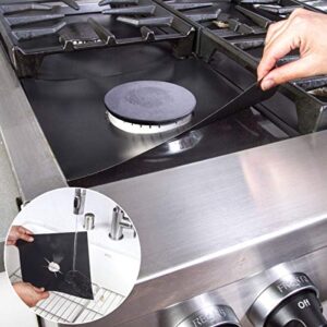 Stove Burner Covers - Gas Stove Protector, Stove top Range Protectors, Set Top Burner Covers Black, Non Stick Reusable, Stove Cover, Easy to Clean, Double Thickness