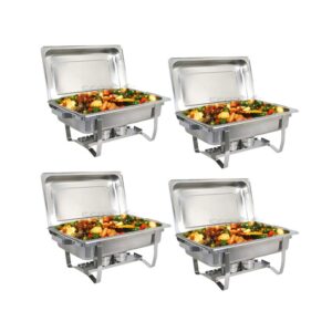 thaweesuk shop new 8qt 4 pack catering stainless steel chafer chafing dish sets full size buffet 24"x14"x11.4" (lxwxh) of set