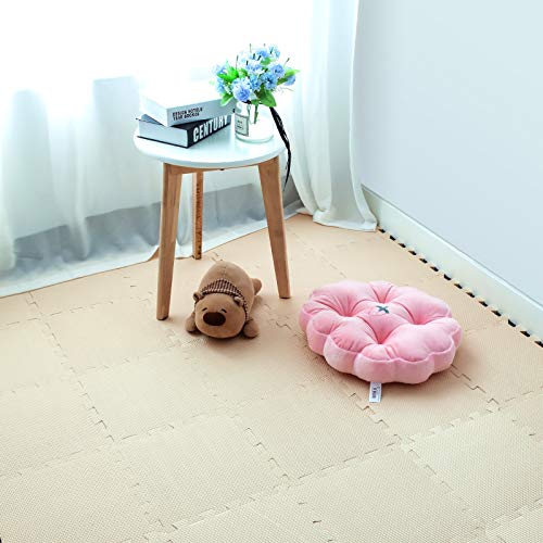 meiqicool Foam Play Mat Thick Soft EVA Interlocking Foam Floor Mats Children Yoga Exercise Multi Jigsaw Puzzle Blocking Board Kids Playmats Play Beige 18 piece J