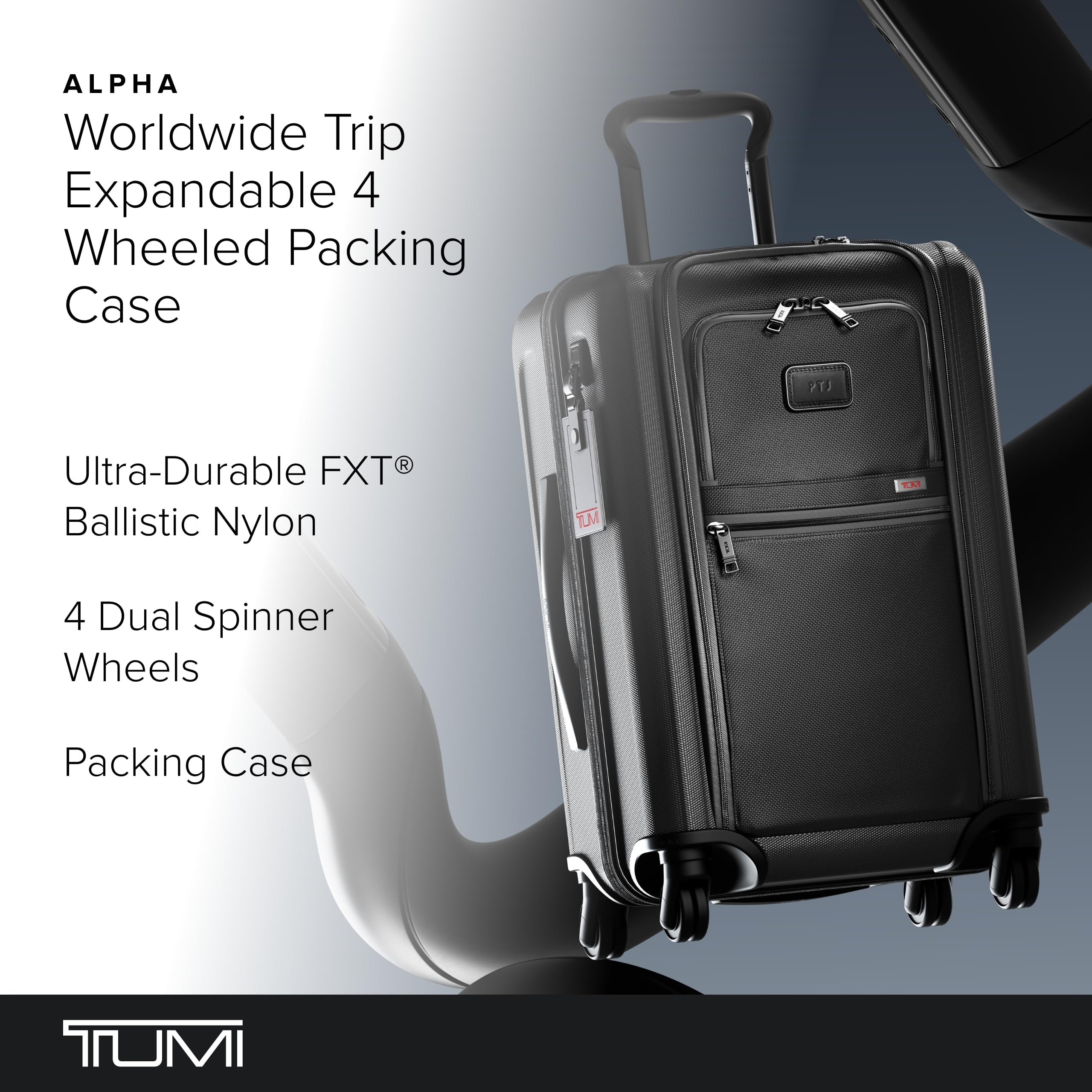 TUMI - Alpha Worldwide Trip Expandable 4-Wheeled Packing Case - Nylon Rolling Suitcase - TSA Lock Tracer - Black