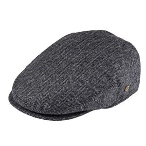 voboom men's herringbone flat ivy newsboy hat wool blend gatsby cabbie cap (dark grey, 7 5/8)