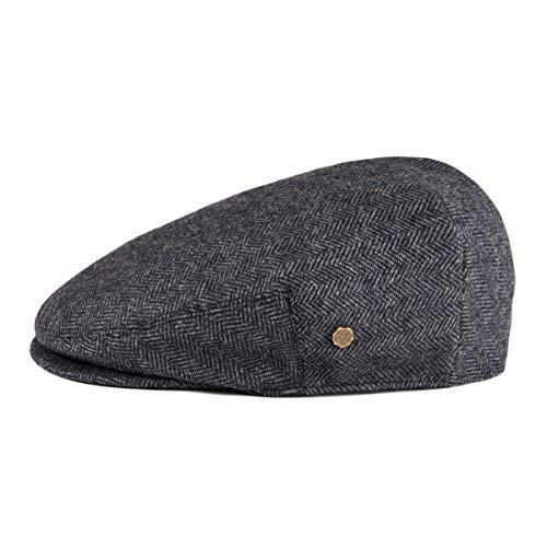 VOBOOM Men's Herringbone Flat Ivy Newsboy Hat Wool Blend Gatsby Cabbie Cap (Dark Grey, 7 5/8)