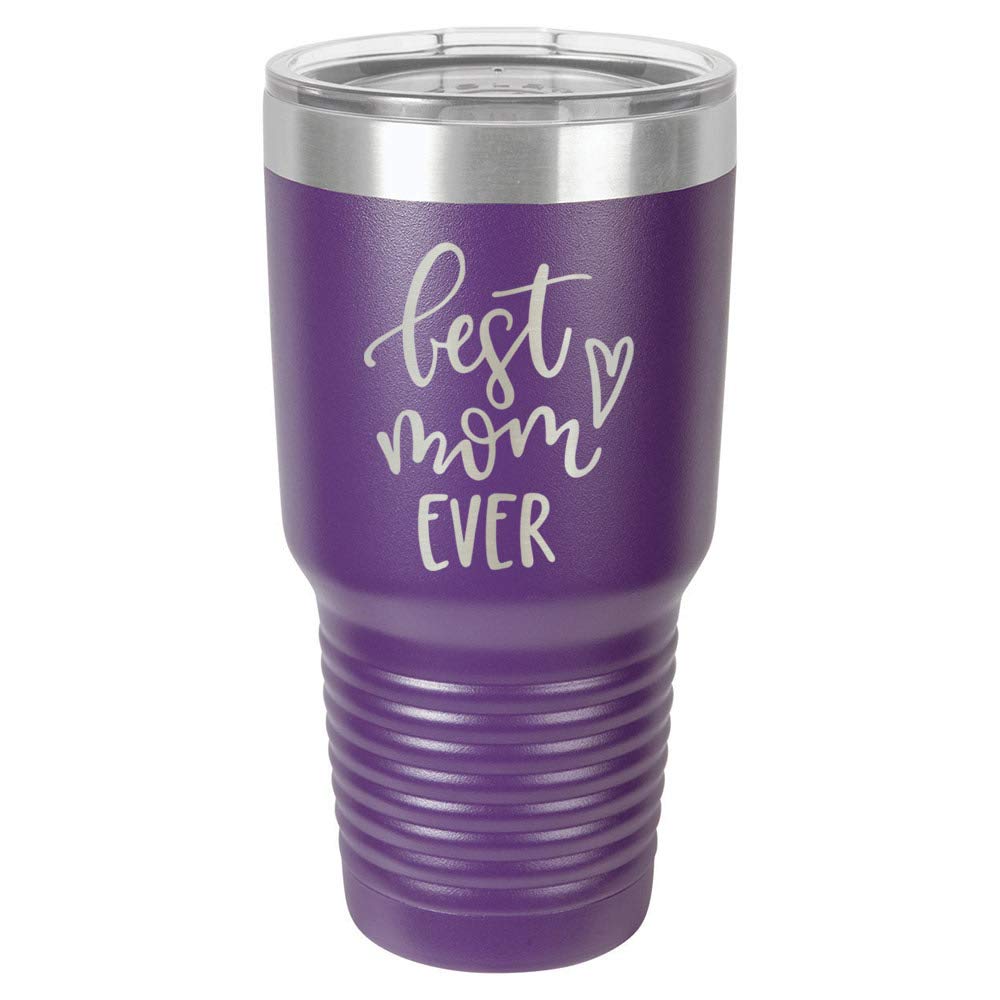 BEST MOM EVER Purple 30 oz Tumbler With Straw and Slide Top Lid | Stainless Steel Travel Mug | Compare To Yeti Rambler