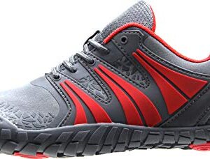 Oranginer Men's Barefoot Shoes Wide Toe Box Comfy Breathable Quick Dry 5 Fingers Shoes for Men Gray/Red Size 9.5