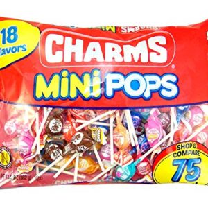 Charms Minipops 18 Assorted Flavor Candy Lollipop Suckers, 75 Count Bag