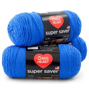 red heart super saver 3-pack yarn, blue 3 pack