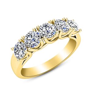 1 carat (ctw) 14k yellow gold round diamond ladies 5 five stone wedding anniversary stackable ring band premium collection