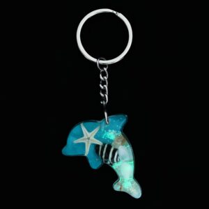 FM FM42 Turquoise Glow in the Dark Starfish Seashell Dolphin Key Ring Keychain