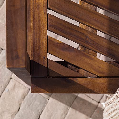 Walker Edison 2 Piece Outdoor Patio Chevron Wood Chair Set All Weather Backyard Conversation Garden Poolside Balcony, Set of 2, Dark Brown