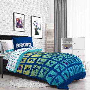 Jay Franco Fortnite Boogie Bomb 7 Piece Full Bed Set - includes Reversible Comforter & Sheet Set - Super Soft Fade Resistant Microfiber Bedding (Official Fortnite Product)