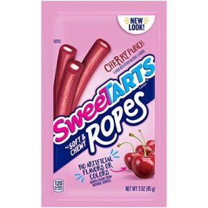 sweetarts ropes, cherry punch candy, 3 ounce pouch (pack of 12)