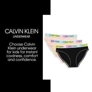 Calvin Klein Girls' Little Modern Cotton Bikini Panty, 3-pack, 3 Pack-Black, Crystal Pink, Heather Grey, X-Large