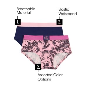 Calvin Klein Girls' Little Modern Cotton Bikini Panty, 3-pack, 3 Pack-Black, Crystal Pink, Heather Grey, X-Large