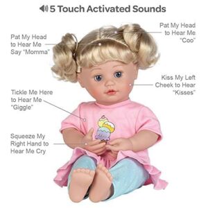 Adora My Cuddle & Coo Babies Collection, 15" Baby Doll with Sweet Powder Scent and 5 Touch Activated Sounds: She Cries, Coos, Giggles, Kisses Back & Says Momma Birthday Gift For Ages 3+ - Sweet Dreams