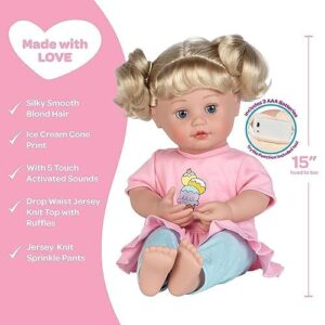 Adora My Cuddle & Coo Babies Collection, 15" Baby Doll with Sweet Powder Scent and 5 Touch Activated Sounds: She Cries, Coos, Giggles, Kisses Back & Says Momma Birthday Gift For Ages 3+ - Sweet Dreams