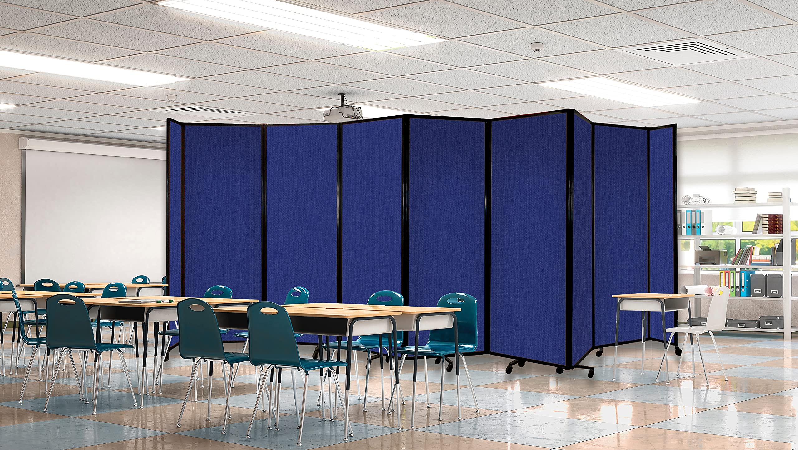 Versare Room Divider 360 Portable Wall Partition | Folding Panels | Large Freestanding Divider | Locking Wheels | Temporary Room Separator