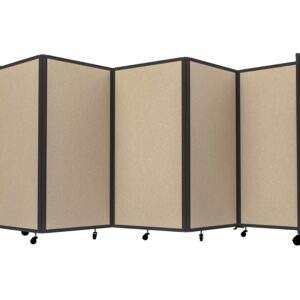 Versare Room Divider 360 Portable Wall Partition | Folding Panels | Large Freestanding Divider | Locking Wheels | Temporary Room Separator