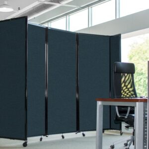 Versare Room Divider 360 Portable Wall Partition | Folding Panels | Large Freestanding Divider | Locking Wheels | Temporary Room Separator