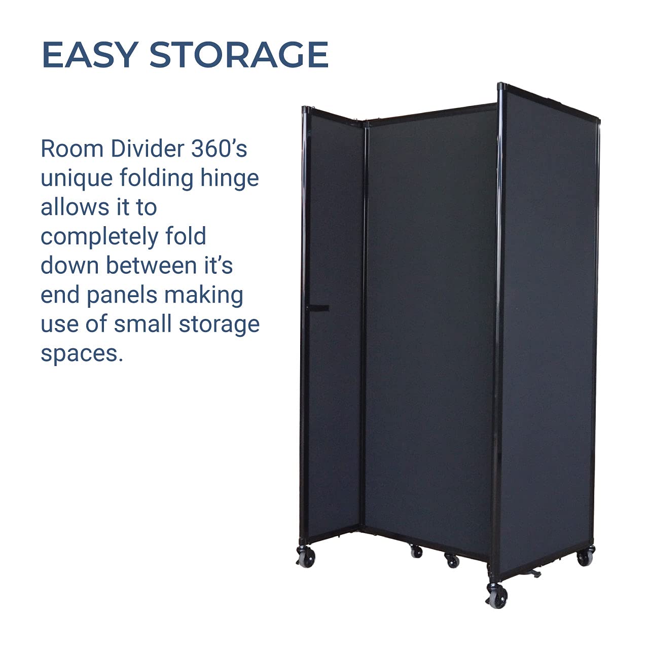 Versare Room Divider 360 Portable Wall Partition | Folding Panels | Large Freestanding Divider | Locking Wheels | Temporary Room Separator