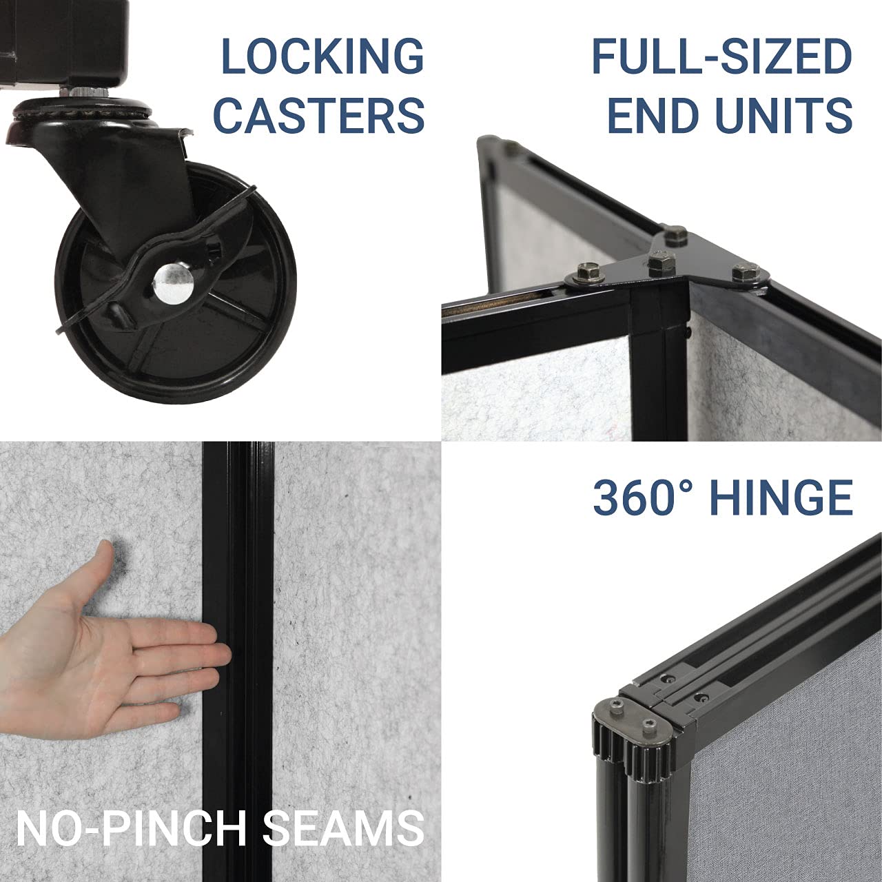 Versare Room Divider 360 Portable Wall Partition | Folding Panels | Large Freestanding Divider | Locking Wheels | Temporary Room Separator