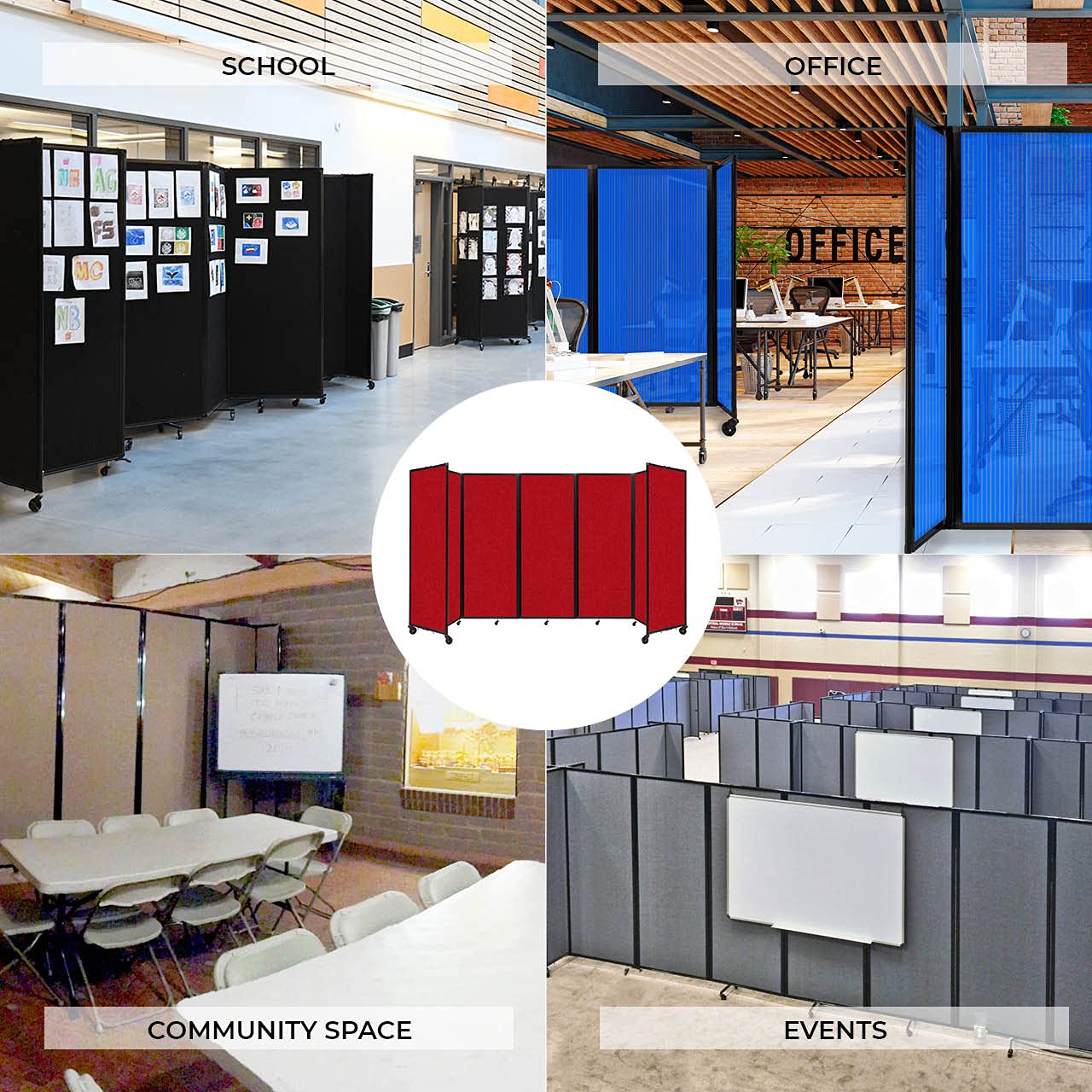 Versare Room Divider 360 Portable Wall Partition | Folding Panels | Large Freestanding Divider | Locking Wheels | Temporary Room Separator